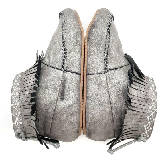 Hanna Andersson Erika Moccasin Fringed Zip Bootie Silver Metallic Girls Size 4 - Picture 14 of 16